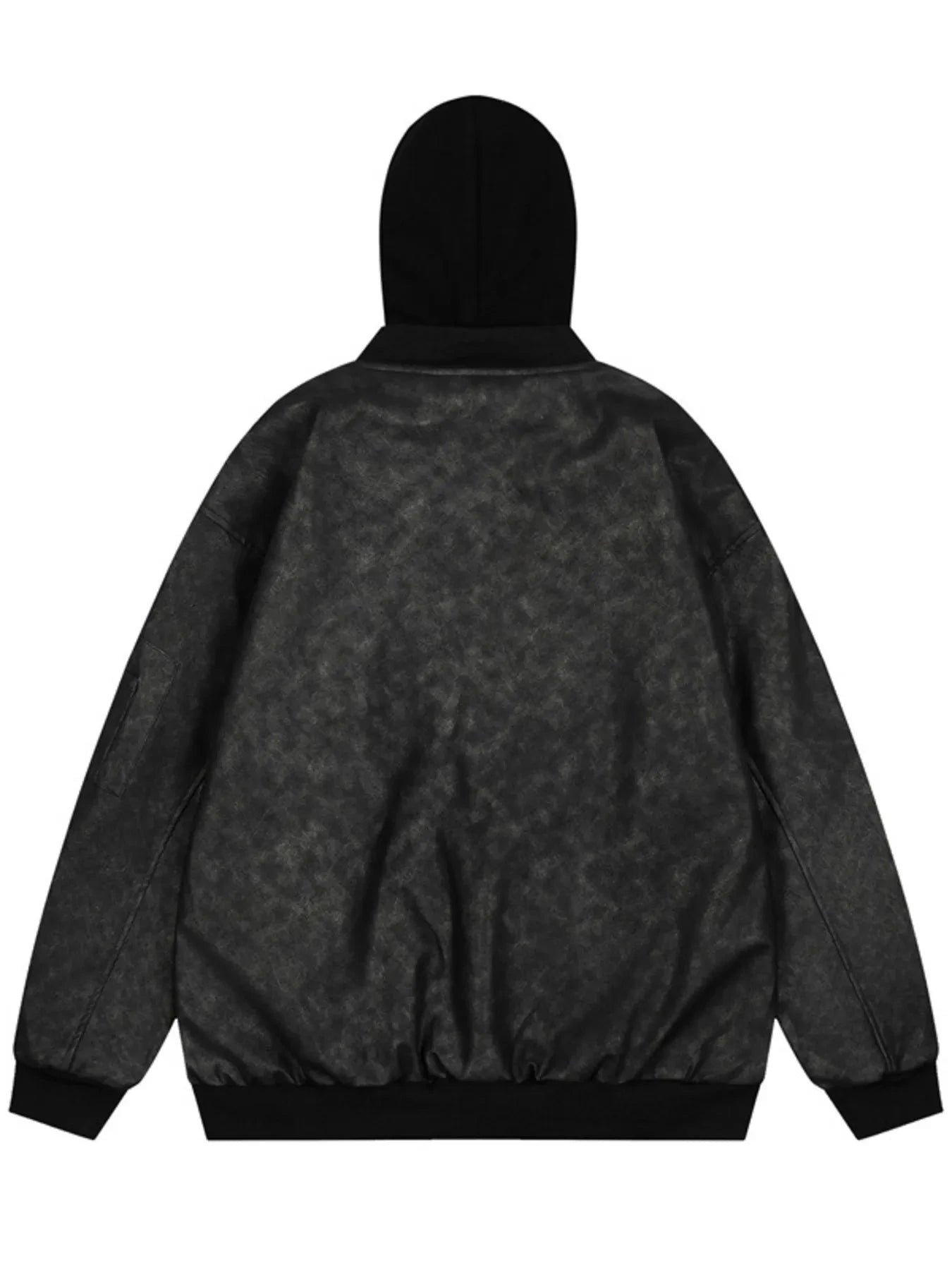 Men's Drawstring Washed Zip Up Hooded Jacket