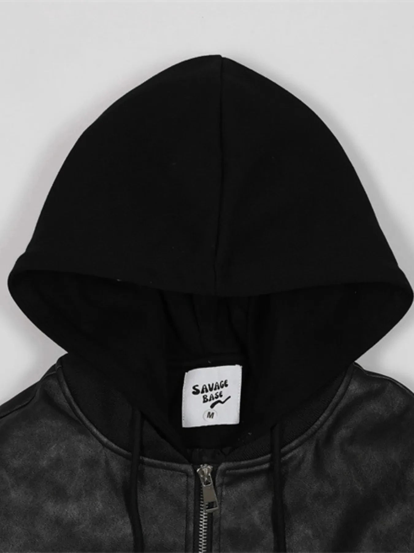 Men's Drawstring Washed Zip Up Hooded Jacket