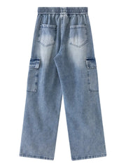 Men's Drawstring Wide Leg Cargo Jeans