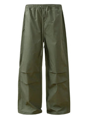 Men's Drawstring Wide Leg Cargo Pants Green / S