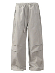 Men's Drawstring Wide Leg Cargo Pants Grey / S