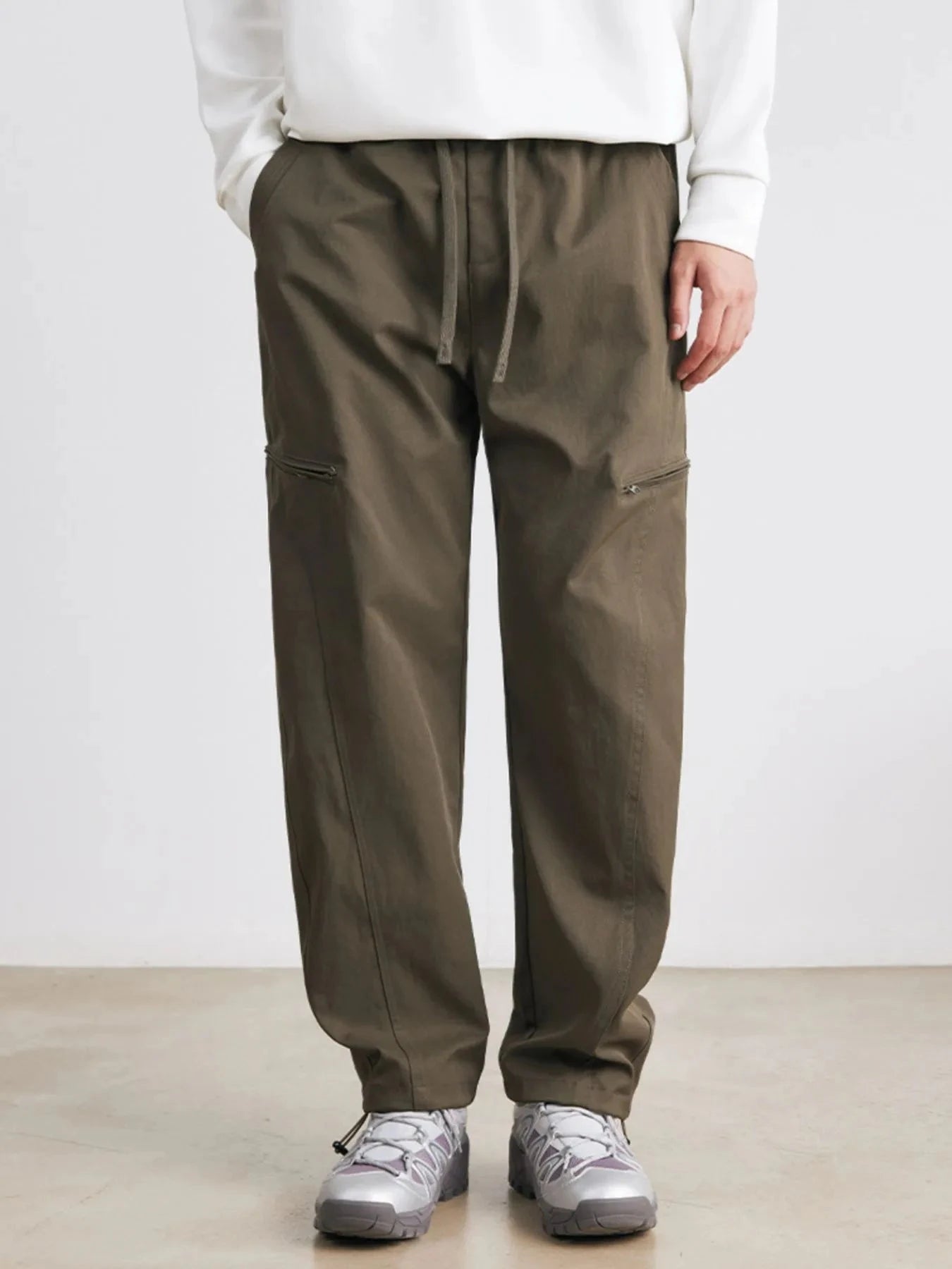 Men's Drawstring Wide Leg Pants Army Green / 29