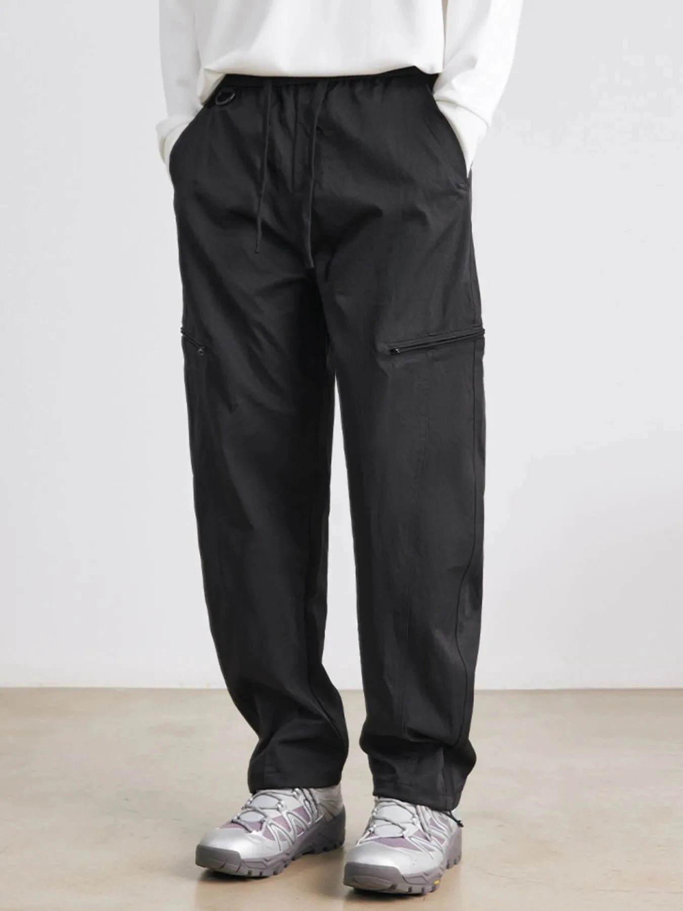 Men's Drawstring Wide Leg Pants Black / 29