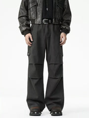 Men's Drawstring Wide Leg Pants Grey / S