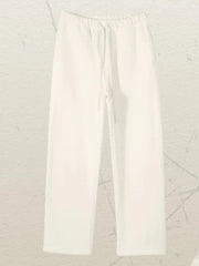 Men's Drawstring Wide Leg Pants Pants-white / S