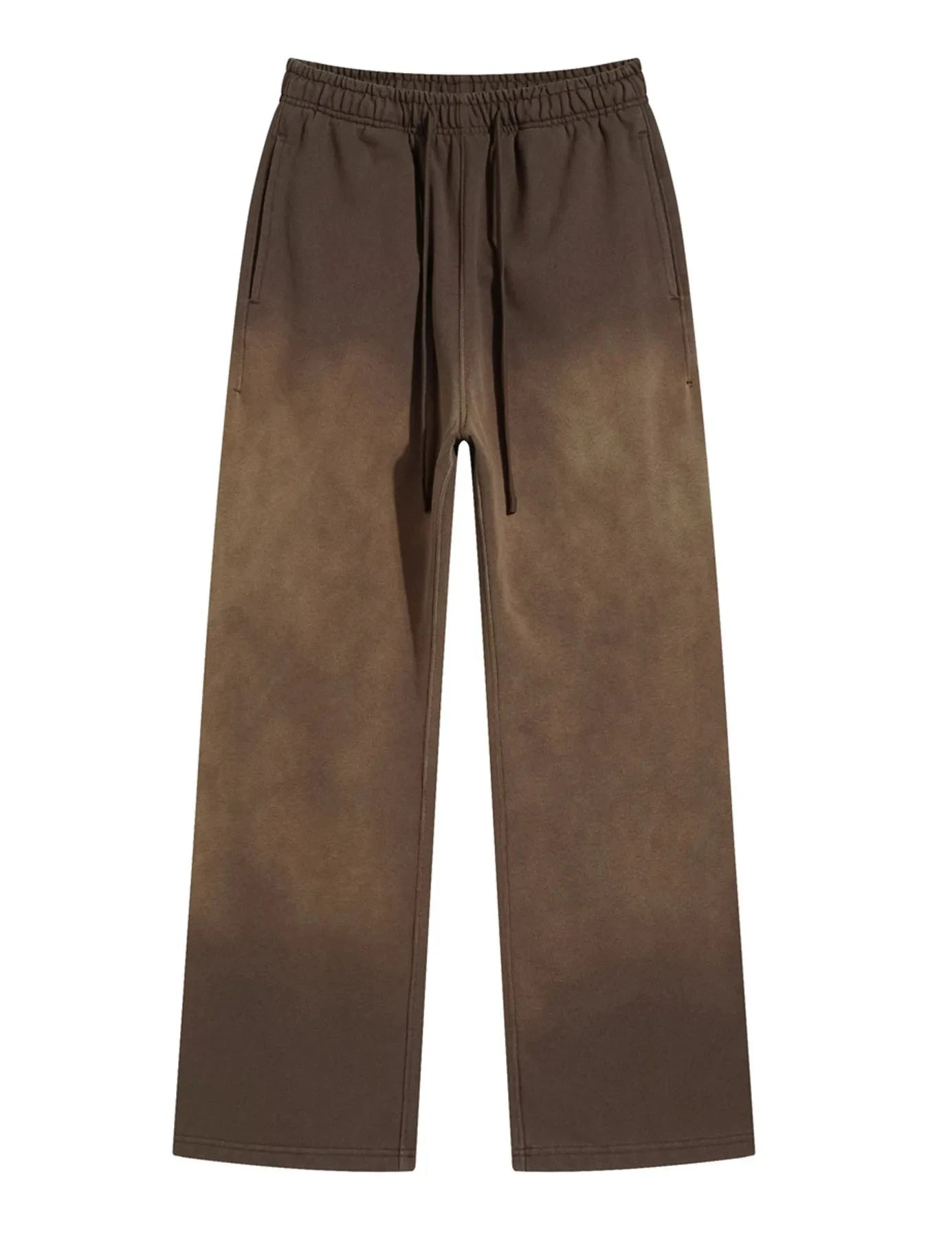 Men's Drawstring Wide Leg Pants Spray Dye Brown / S