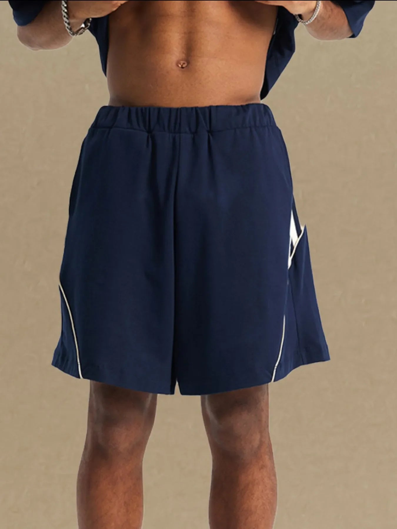 Men's Elastic Waist Shorts Navy / S