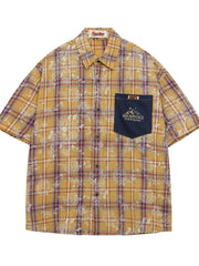 Men's Floral Print Short Sleeve Shirt Yellow / M