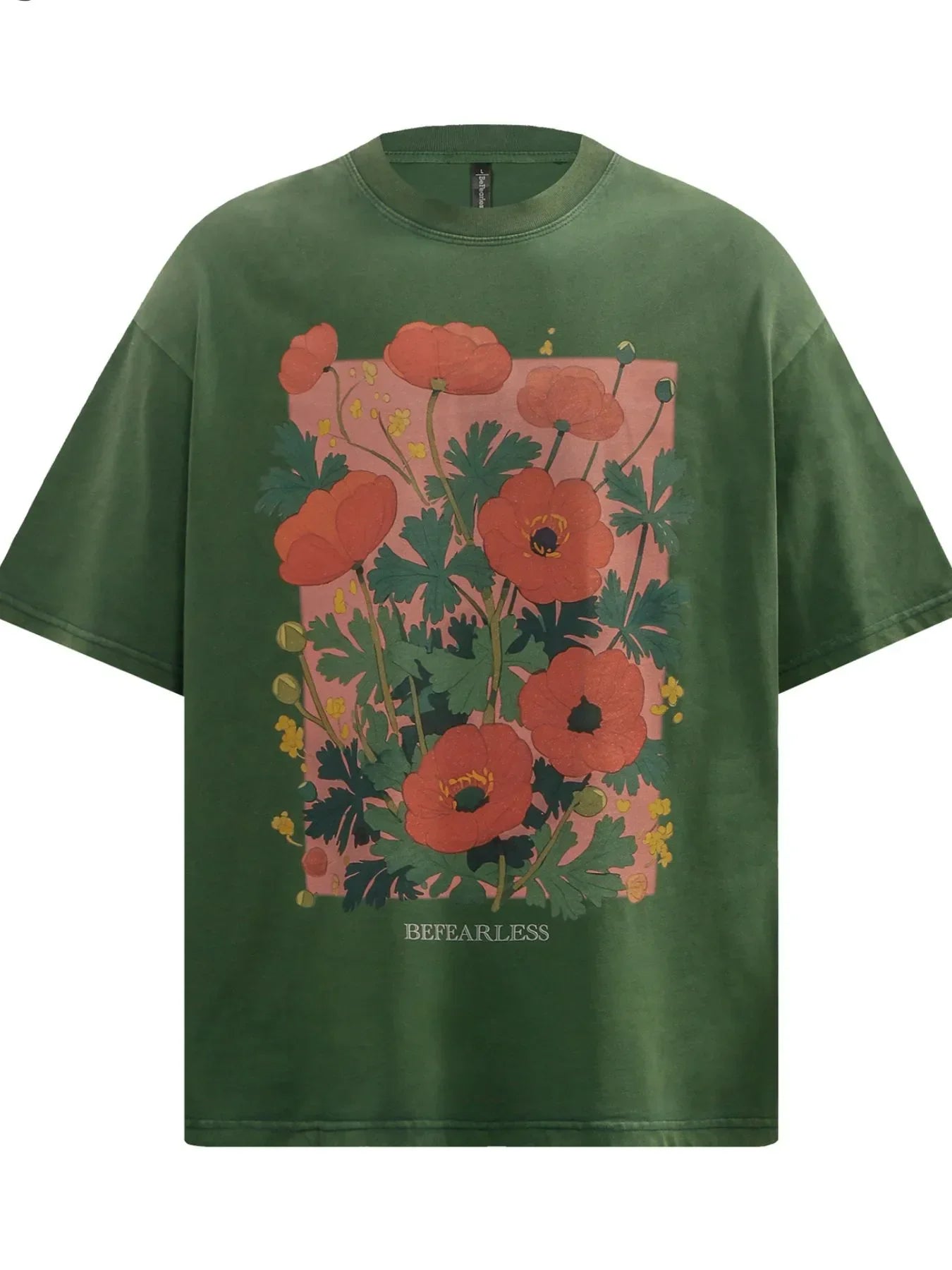 Men's Flower Graphic Oversized T-Shirt Green / S