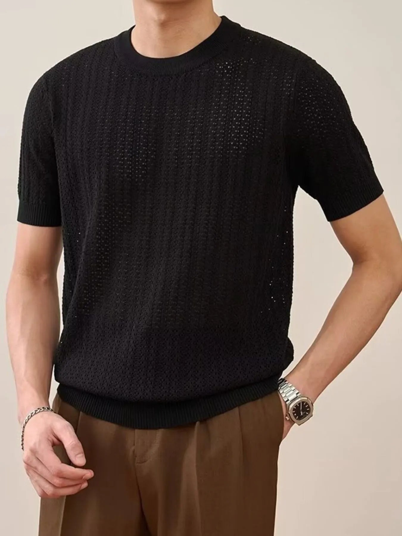 Men's Full Size Breathable Short Sleeve T-Shirt Plus Size Black / S
