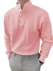 Men's Full Size Button Detail Long Sleeve Blouse Plus Size Pink / S