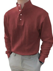 Men's Full Size Button Detail Long Sleeve Blouse Plus Size Wine Red / S