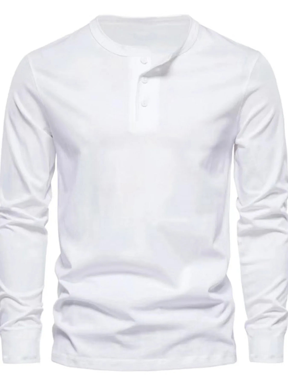 Men's Full Size Button Detail Long Sleeve Henley T-Shirt Plus Size White / S