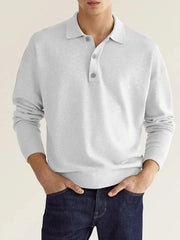 Men's Full Size Button Detail Long Sleeve Polo Plus Size White / S