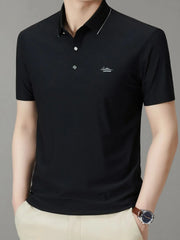 Men's Full Size Button Detail Short Sleeve Polo Plus Size