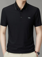 Men's Full Size Button Detail Short Sleeve Polo Plus Size