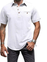 Men's Full Size Button Detail Short Sleeve Polo Plus Size White / S