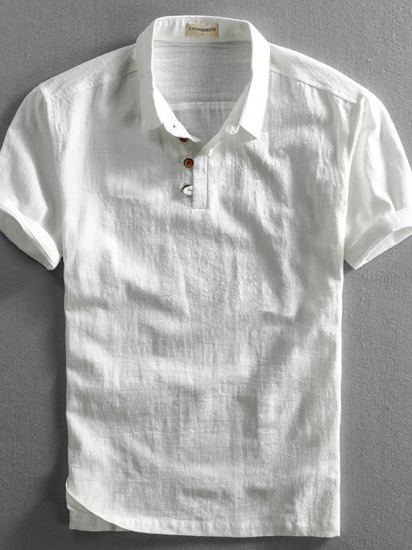 Men's Full Size Button Detail Short Sleeve Polo Plus Size White / S