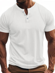 Men's Full Size Button Detail Short Sleeve T-Shirt Plus Size White / S