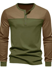 Men's Full Size Button Detail Short Sleeve Top Plus Size Brown With Army Green / S