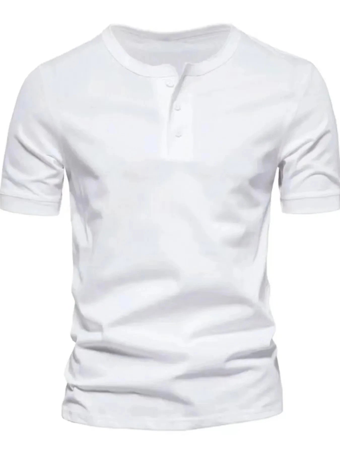 Men's Full Size Button Detail Short Sleeve Top Plus Size White / S