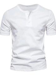 Men's Full Size Button Detail Short Sleeve Top Plus Size White / S