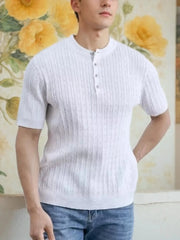 Men's Full Size Button Detail Short Sleeve Top Plus Size White / S