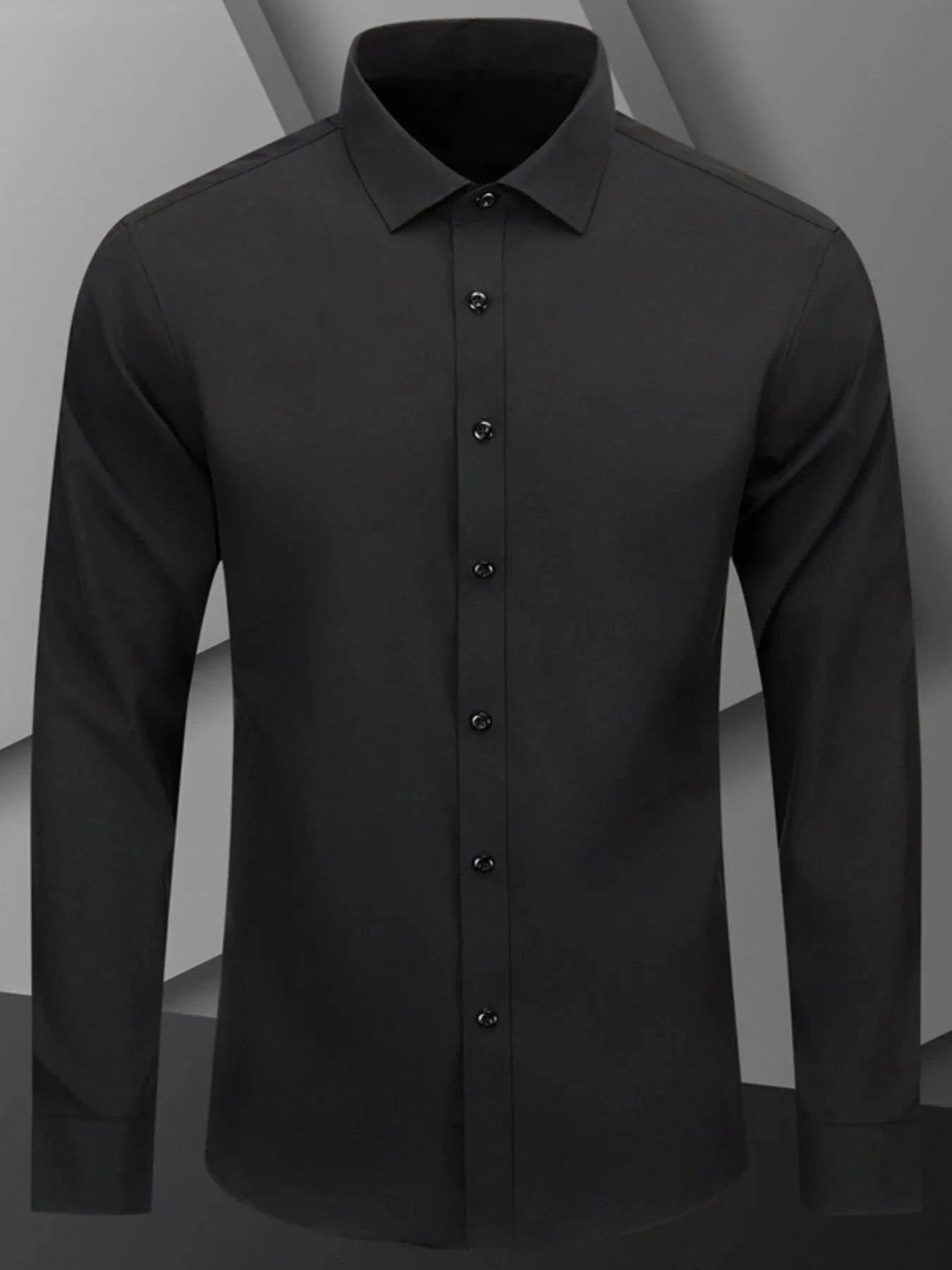 Men's Full Size Button Up Long Sleeve Shirt Plus Size Black / S