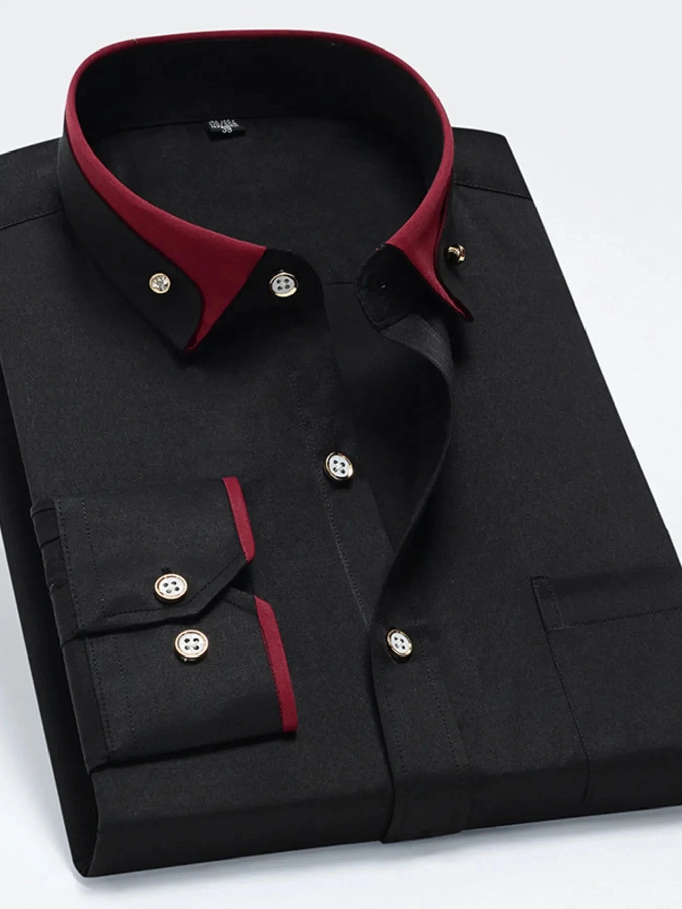 Men's Full Size Button Up Long Sleeve Shirt Plus Size Black / S