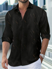 Men's Full Size Button Up Long Sleeve Shirt Plus Size Black / S