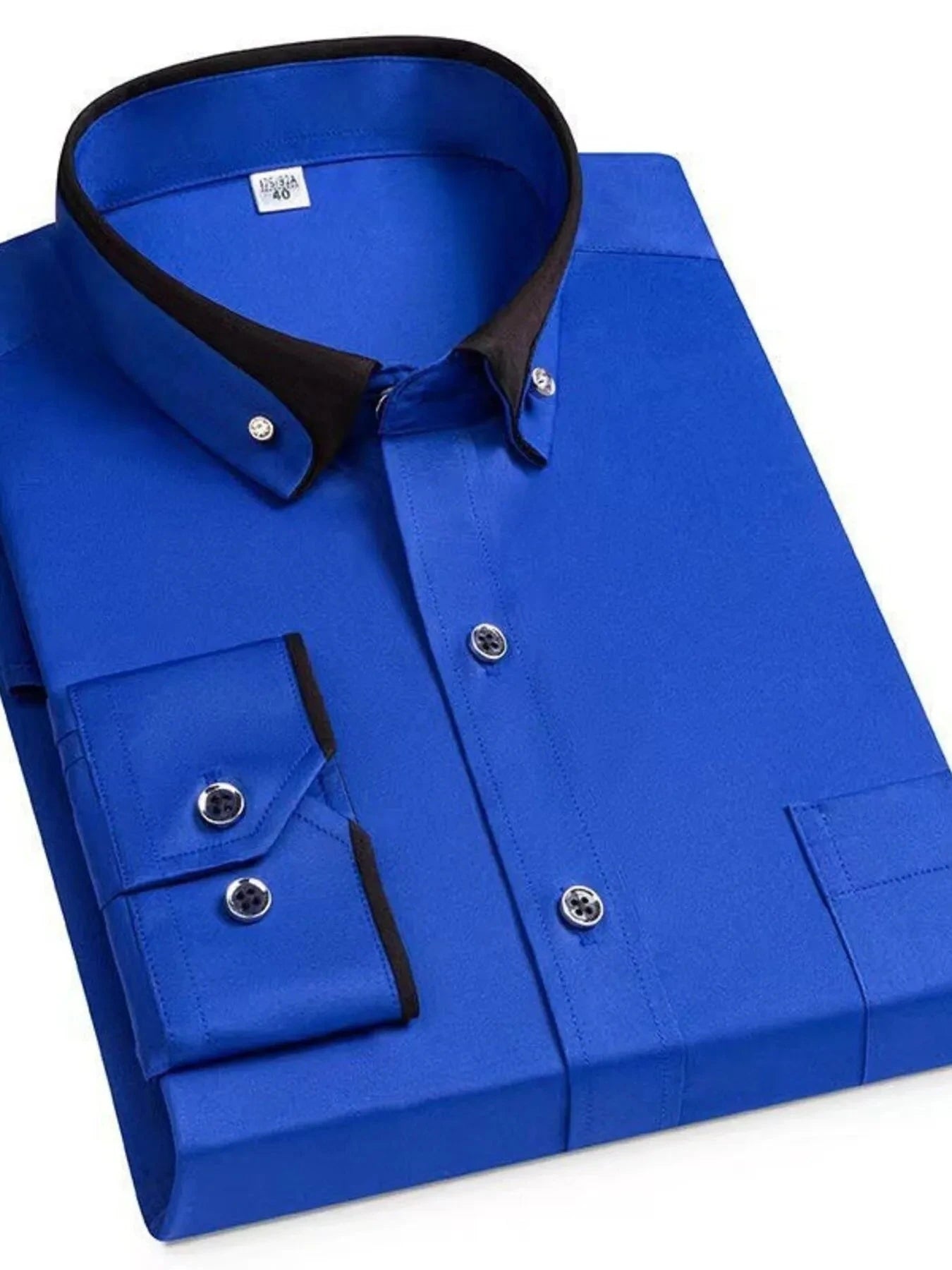 Men's Full Size Button Up Long Sleeve Shirt Plus Size Dark Blue / S