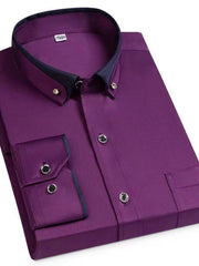 Men's Full Size Button Up Long Sleeve Shirt Plus Size Dark Purple / S