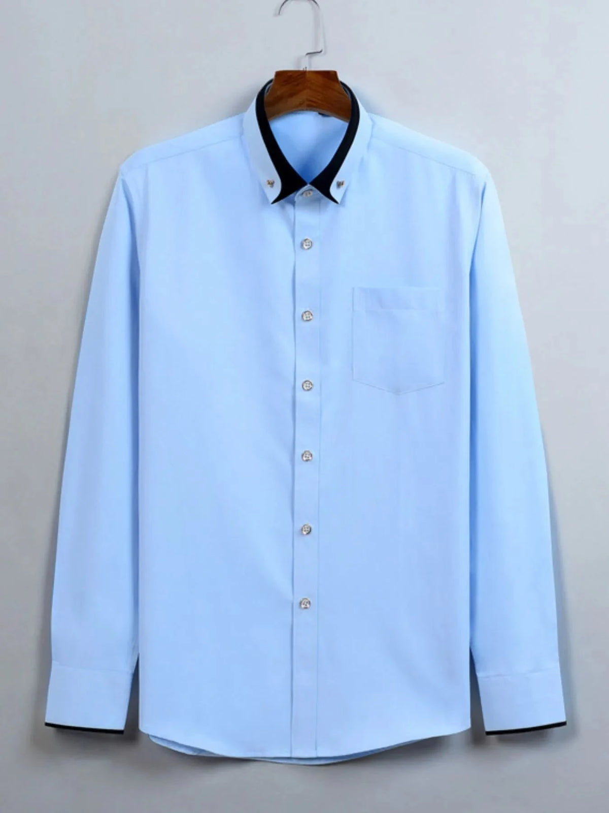 Men's Full Size Button Up Long Sleeve Shirt Plus Size Light Blue / S