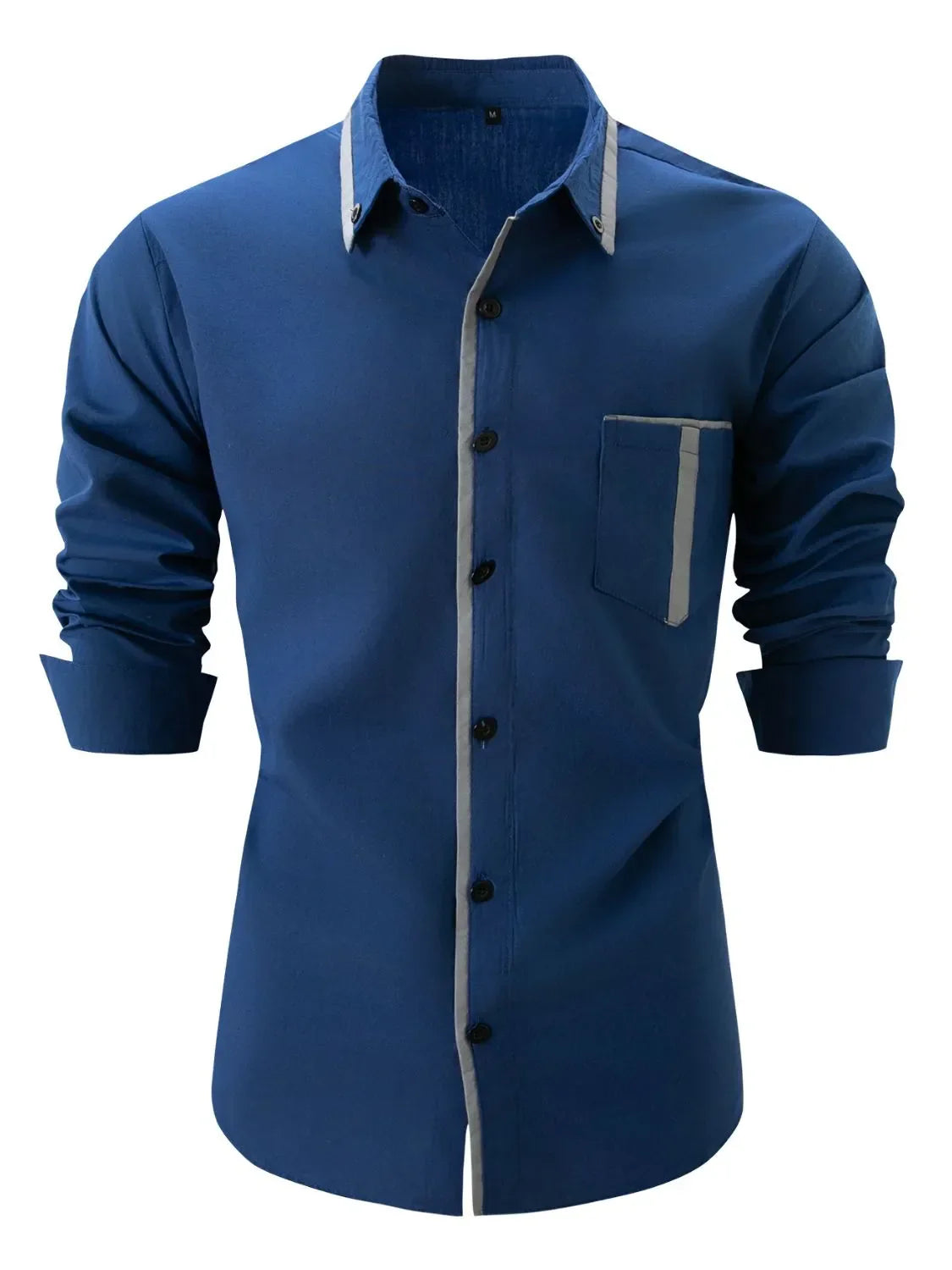 Men's Full Size Button Up Long Sleeve Shirt Plus Size Navy / XL