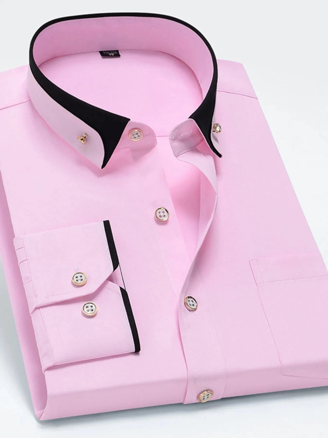 Men's Full Size Button Up Long Sleeve Shirt Plus Size Pink / S