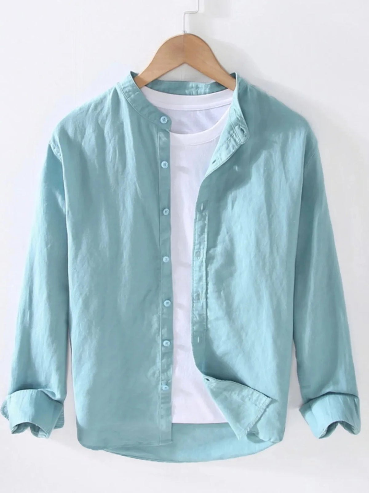 Men's Full Size Button Up Long Sleeve Shirt Plus Size Teal / S