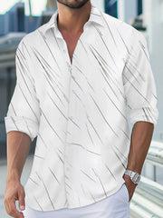 Men's Full Size Button Up Long Sleeve Shirt Plus Size White / 3XL
