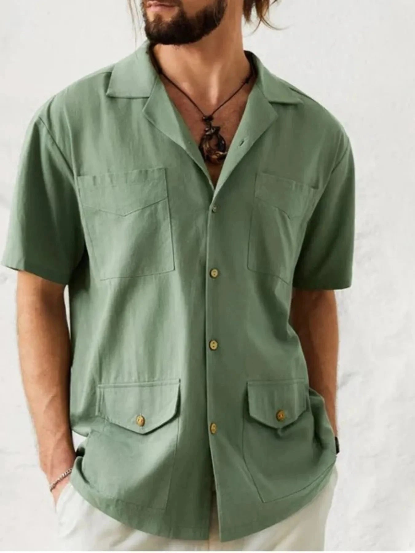 Men's Full Size Button Up Short Sleeve Shirt Plus Size