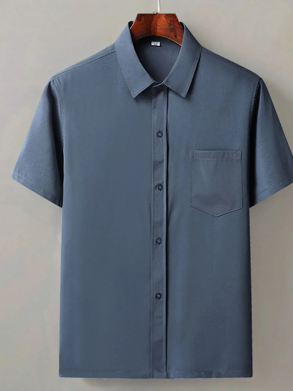 Men's Full Size Button Up Short Sleeve Shirt Plus Size French Blue / S