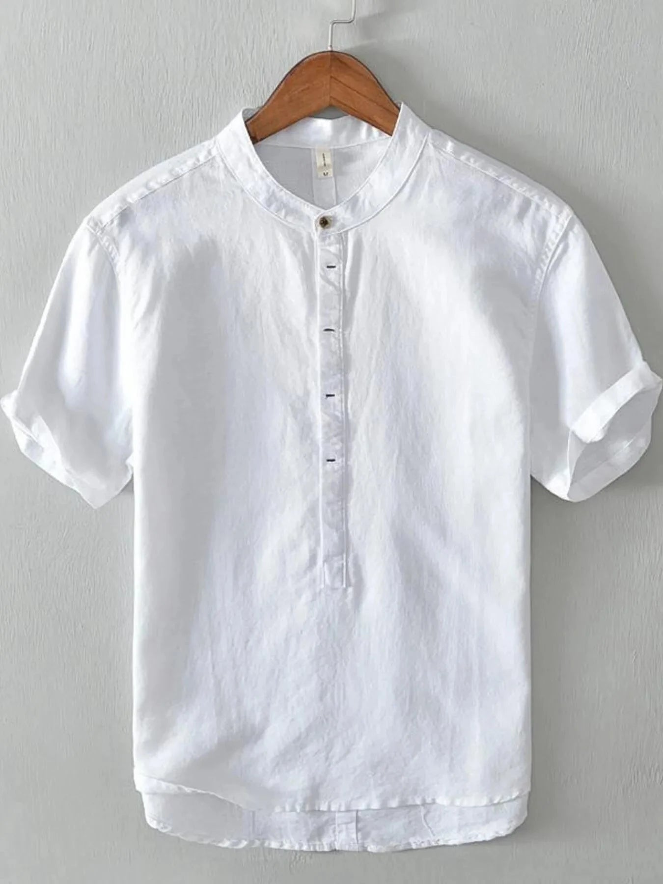 Men's Full Size Casual Button Detail Short Sleeve Blouse Plus Size White / S