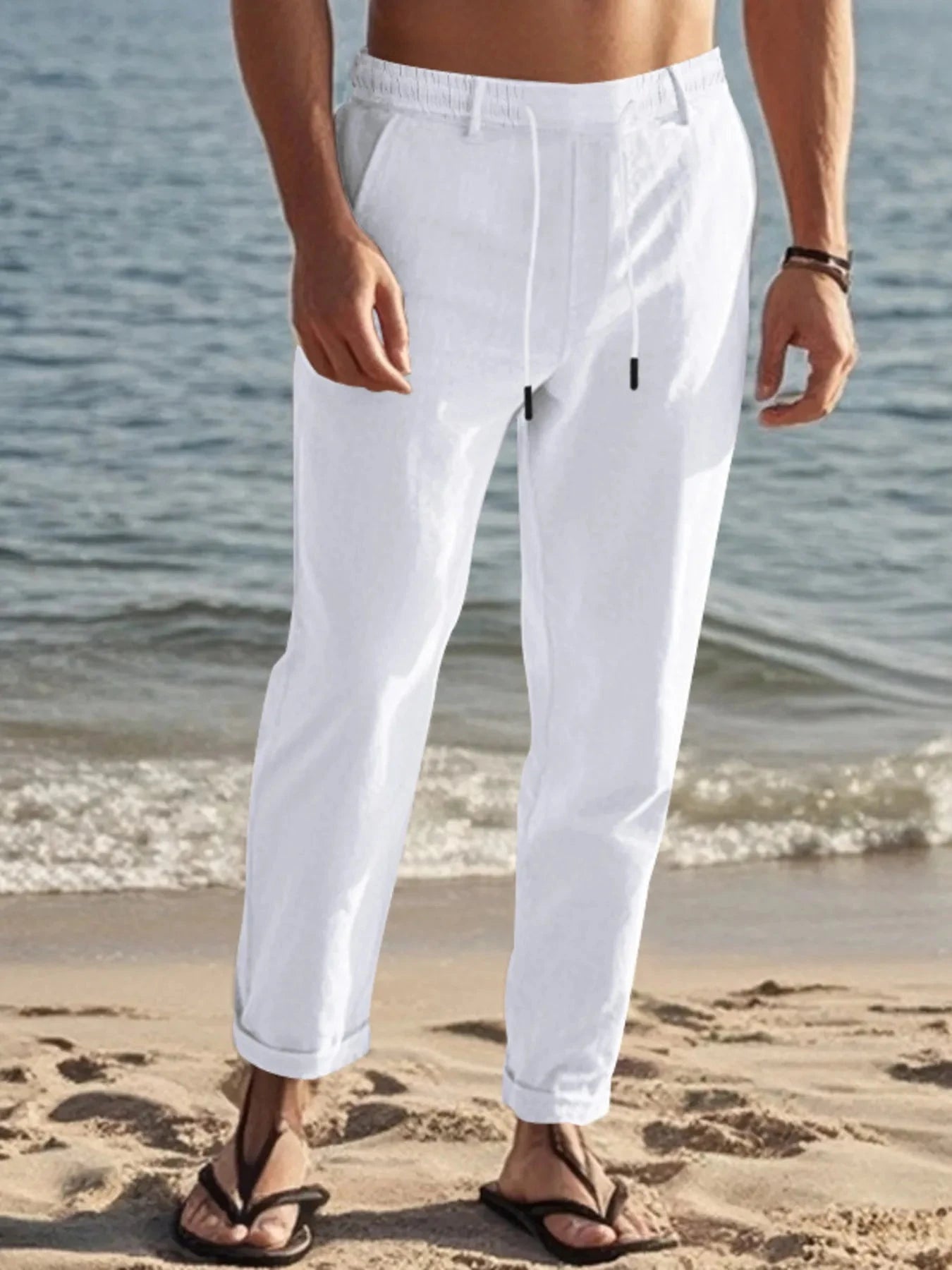 Men's Full Size Casual Drawstring Pants Plus Size White / S