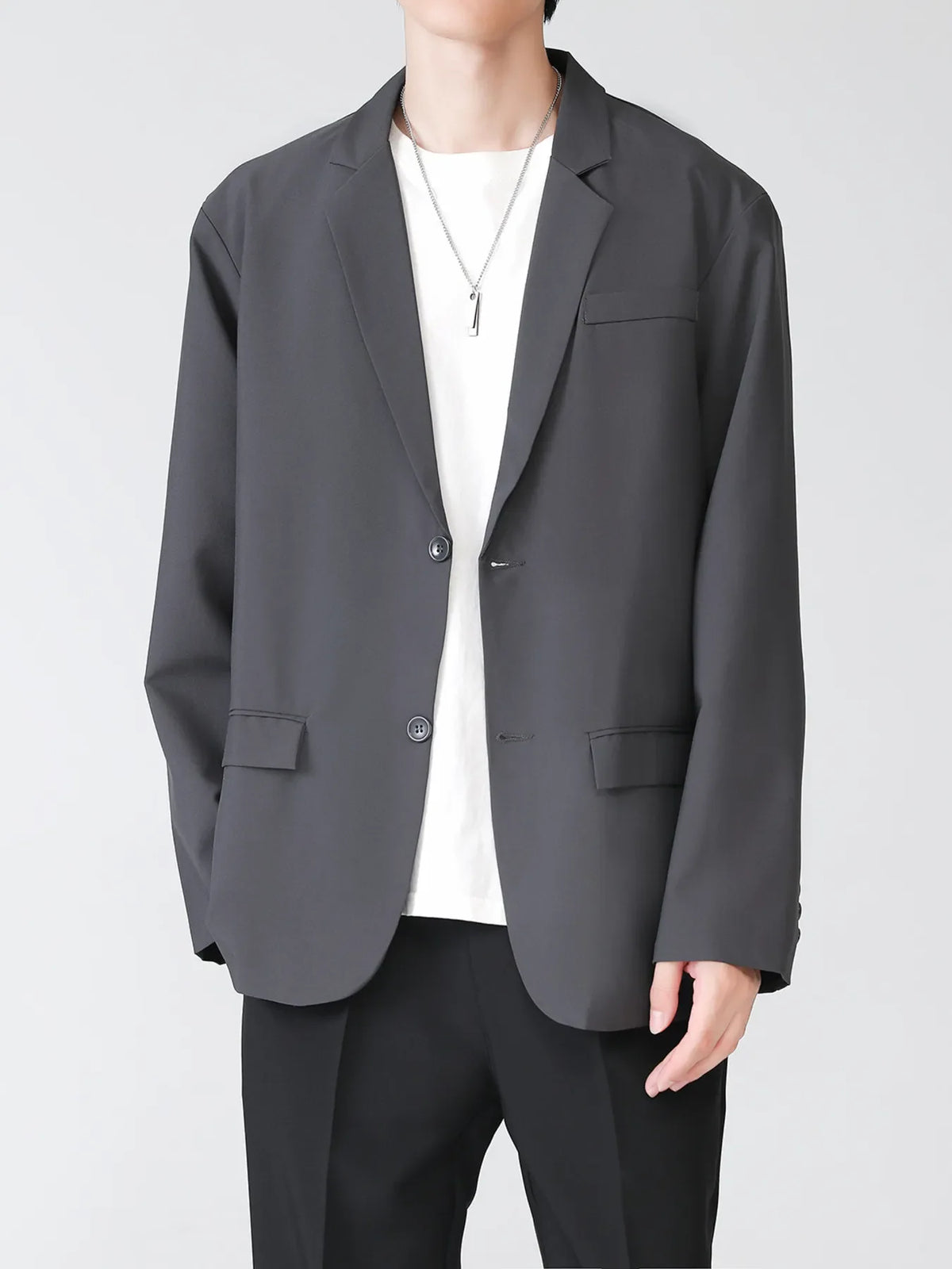 Men's Full Size Casual Lightweight Button Up Blazer Plus Size Gray / S