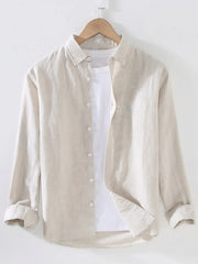Men's Full Size Casual Long Sleeve Button-Up Shirt Plus Size Beige / S