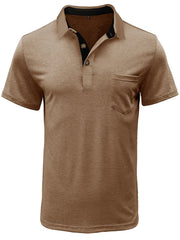 Men's Full Size Classic Heathered Pocket Polo Shirt Plus Size
