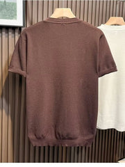 Men's Full Size Classic Short Sleeve Knit T-Shirt with Button Detail Plus Size