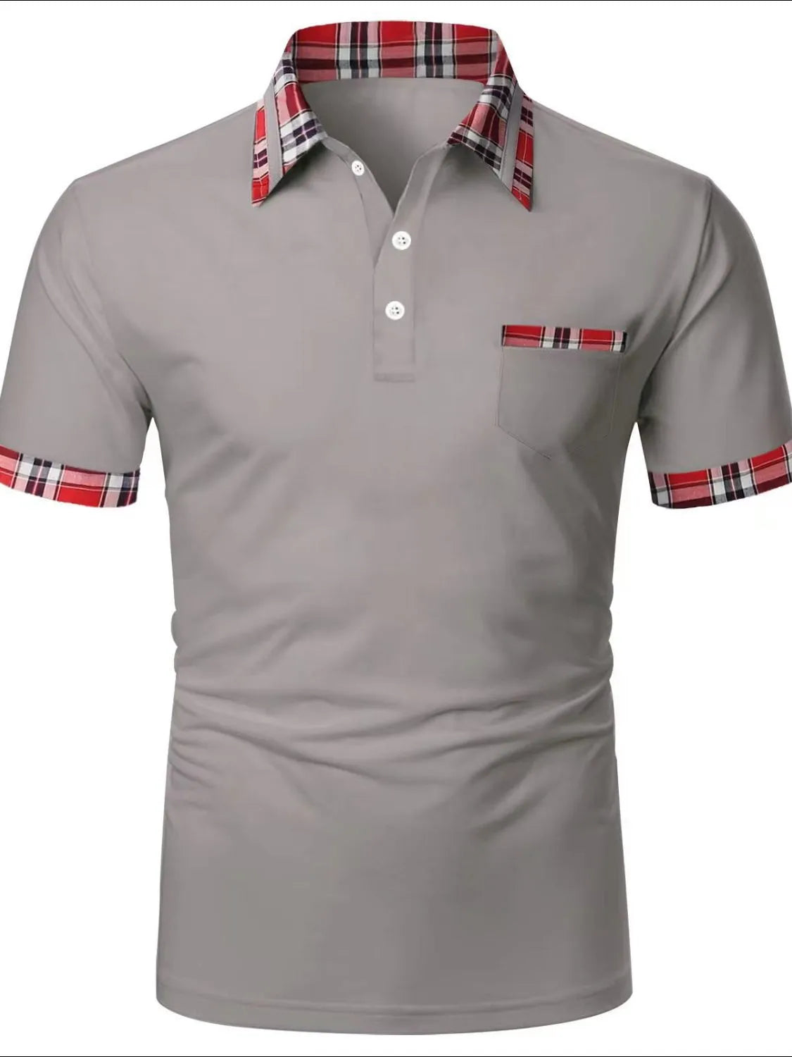 Men's Full Size Collared Neck Short Sleeve Polo Plus Size Dark Gray / S