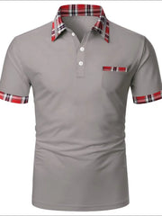Men's Full Size Collared Neck Short Sleeve Polo Plus Size Dark Gray / S