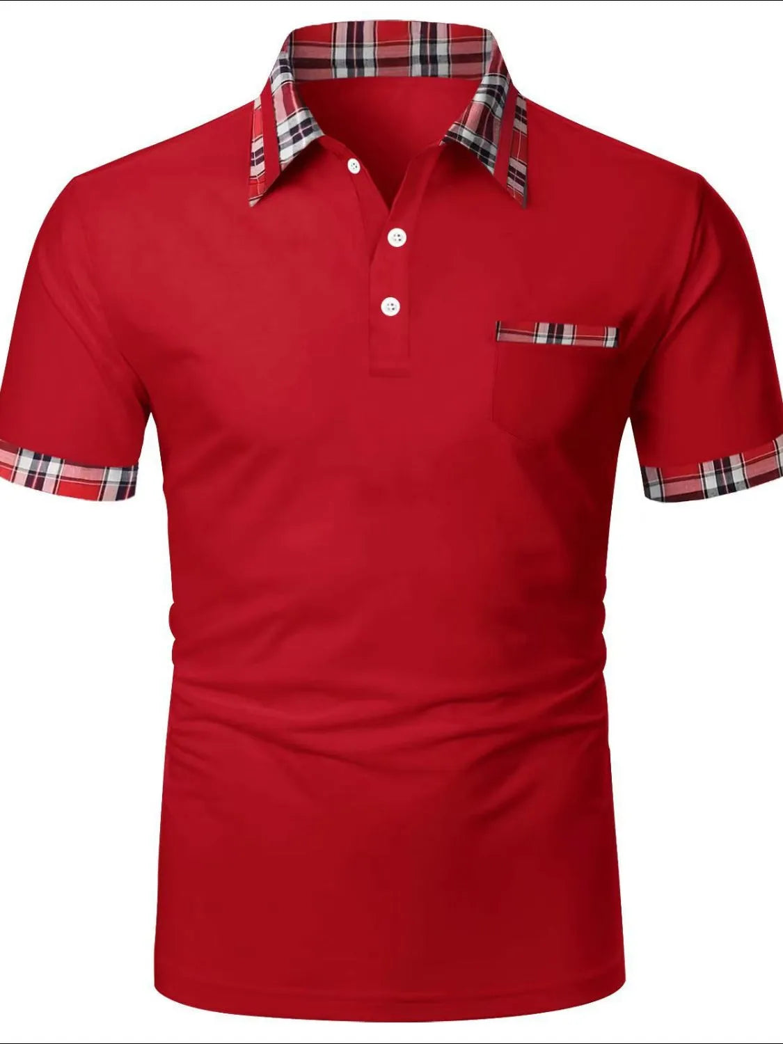 Men's Full Size Collared Neck Short Sleeve Polo Plus Size Deep Red / S