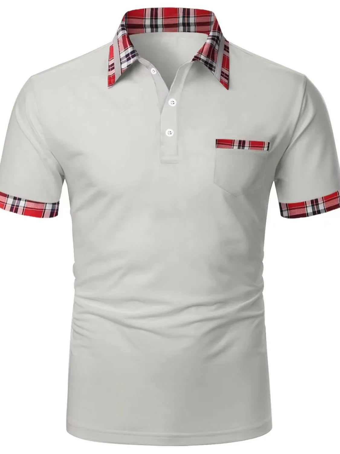 Men's Full Size Collared Neck Short Sleeve Polo Plus Size Gray / S