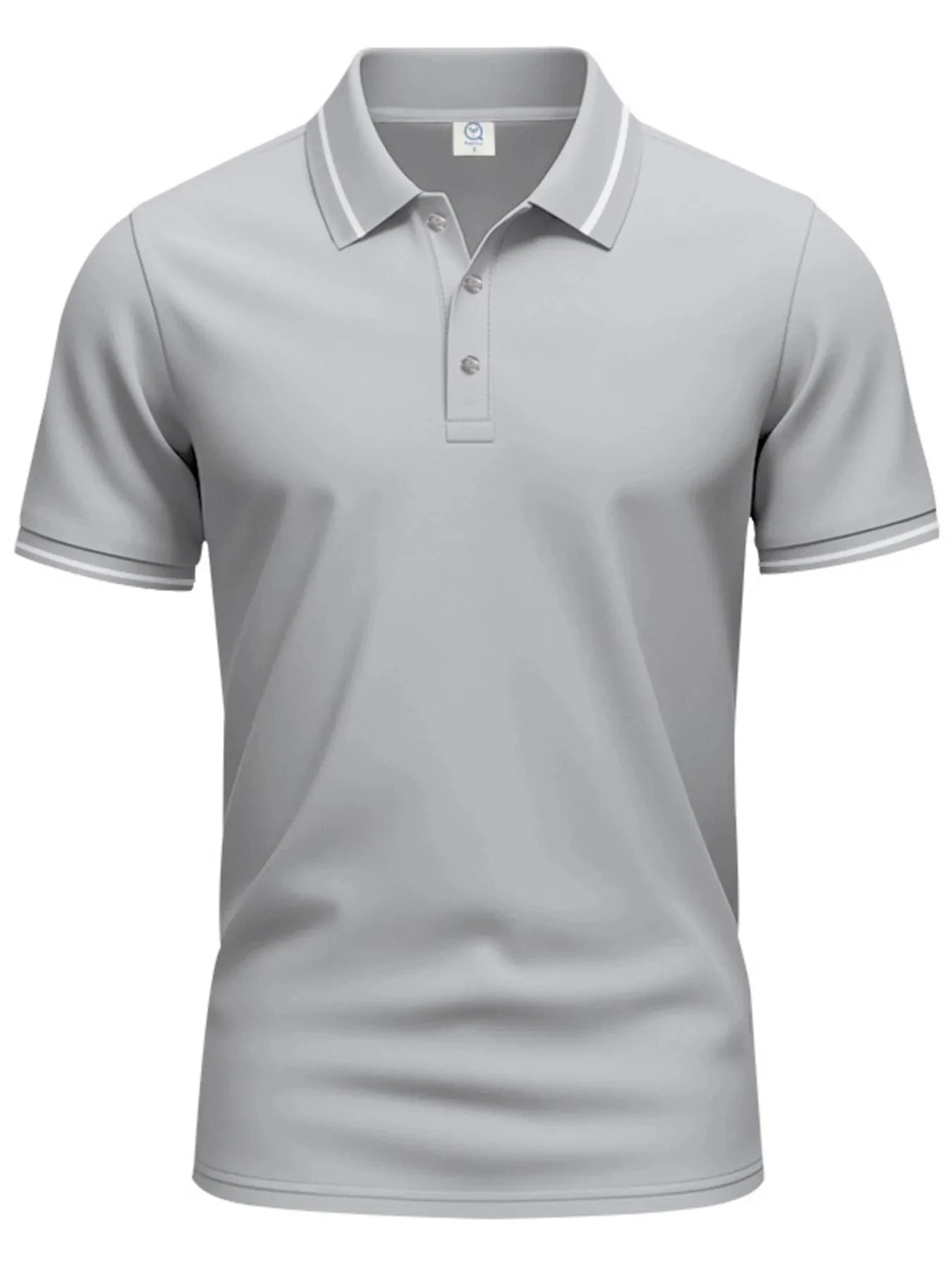 Men's Full Size Collared Neck Short Sleeve Polo Plus Size Light Gray / S